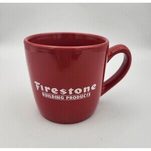 Firestone Building Products Red White Ceramic Coffee Mug Cup 10 Oz